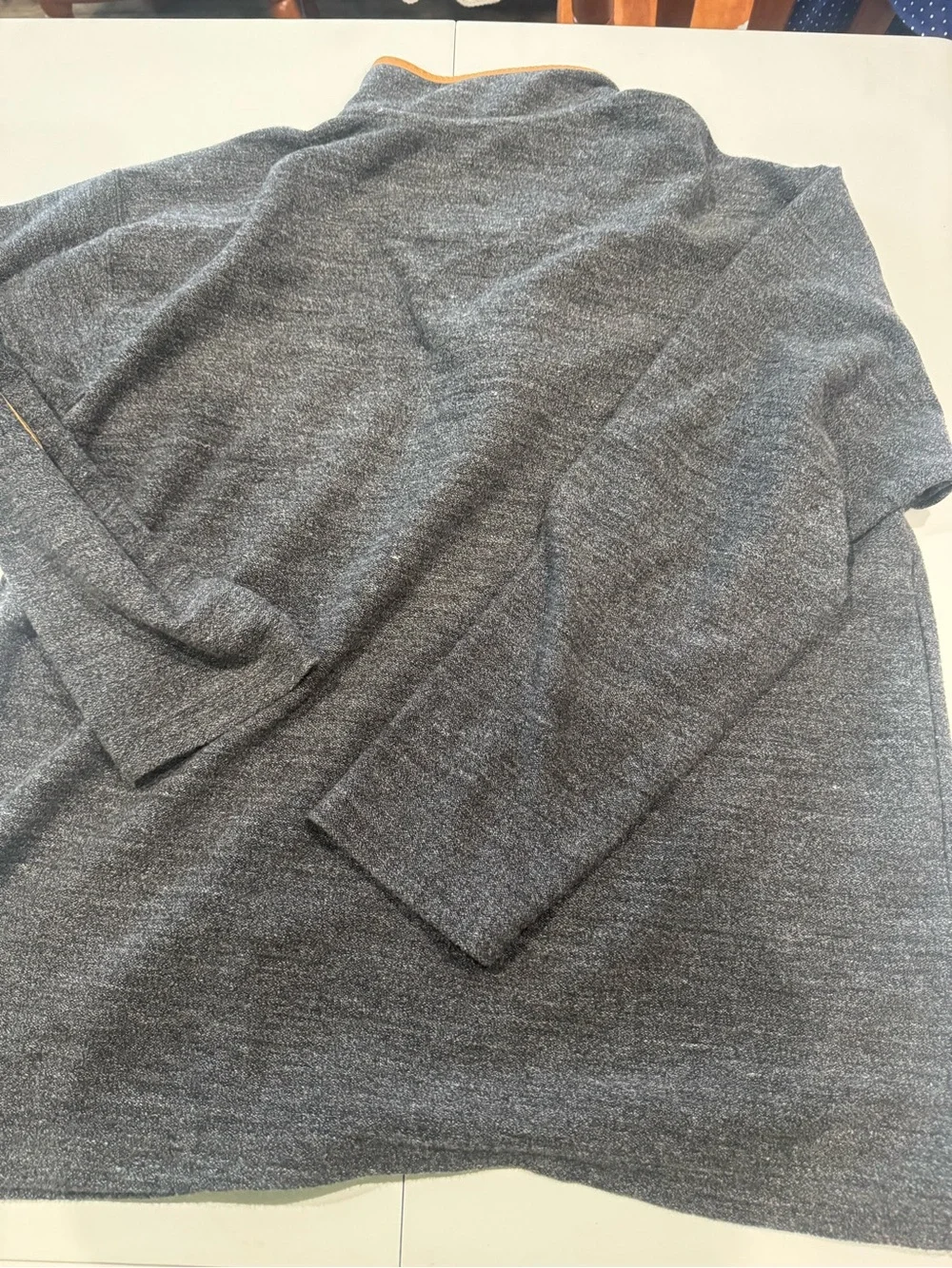 Orvis Men's Charcoal Half-Zip Sweater with Tan Elbow Patches Large